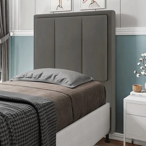 Cabeceira Solteiro Cama Box 90cm para Quarto Opala Suede M11 - D'Rossi - Grafite
