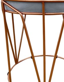 Puff Multiuso com Mesa Babu 2 em 1 Suede Cinza Base Cobre - D'Rossi