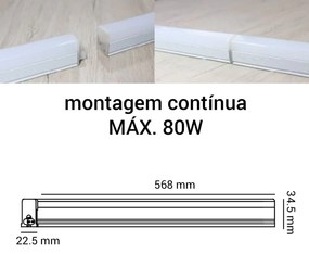 Luminária Linea Slim T5 8W Led 3000K Bivolt 56,8X3,5X2,2Cm | Opus Eco...