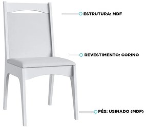 Conjunto 2 Cadeiras Mdf Estofada Travessa Tecido Corano- Branco