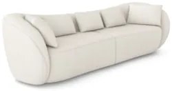 Sofá 2 Lugares 212cm Orgânico Pé Madeira Yume Bouclê Cru Z55 - Mpozena