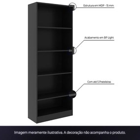 Armário Prateleiras para Escritório Home Office Gamer ME4141 MDP Preto/Preto G69 - Gran Belo