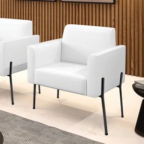 Poltrona Pé de Ferro Preto para Sala Marisa Corano D03 - D'Rossi - Branco