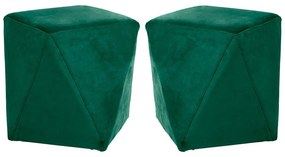 Kit 02 Puffs Decorativo Sala de Estar Blois Veludo Verde G15 - Gran Belo