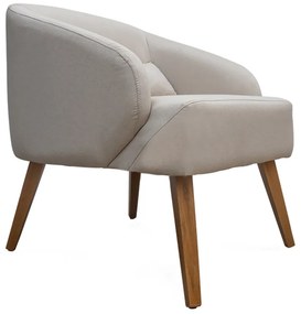 Poltrona Decorativa Lara Pés de Madeira Suede Bege - Sheep Estofados - Bege