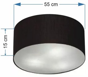 Plafon Cilíndrico Md-3057 Cúpula em Tecido 55x15cm Preto - Bivolt