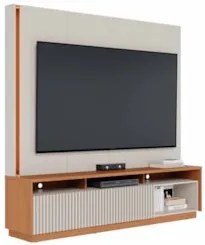 Estante Painel TV 75 Pol Com LED 200cm Mafra Freijó/Off White C05 - Mp