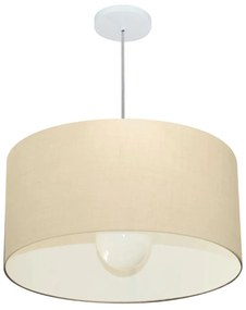 Lustre Pendente Cilíndrico Md-4208 Cúpula em Tecido 55x30cm Algodão Crú - Bivolt