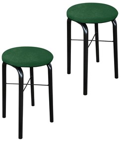 Kit 02 Banquetas Baixa Manu Suede - Verde