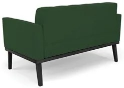 Sofá Namoradeira Base Madeira Preto Ana Veludo Verde - Ibiza