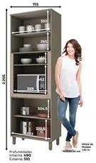 Torre Quente 4 Portas 2 Nichos 100% MDF Connect Duna/Cristal - Henn