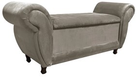 Recamier com Baú Itália Namoradeira Calçadeira Suede - D'Rossi - Marrom Rato