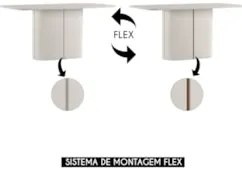 Mesa de Jantar Retangular 160cm 6 Lugares Flex Zuni Off N02 - Mpozenat