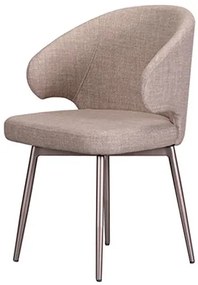 Cadeira Promise Fixa Assento Trama Granola Base Metalizada Bronze - 77362 Sun House