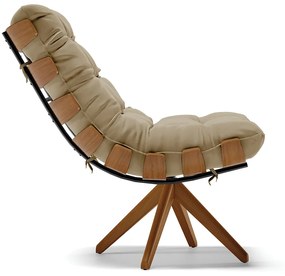 Poltrona Giratoria Costela Kit 2 Suede Base de Madeira MA30 M11 - D'Rossi - Marrom Rato