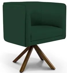 Poltrona Decorativa Giratória Base Giromad Madeira Betina C-117 Linho