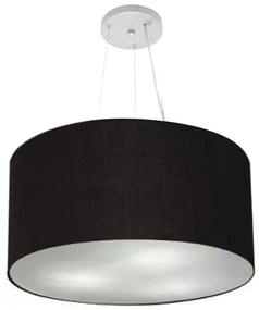 Lustre Pendente Cilíndrico Md-4189 Cúpula em Tecido 50x30cm Preto - Bivolt