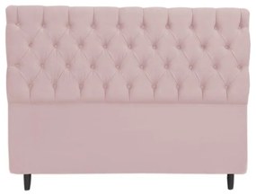 Cabeceira com Calçadeira Baú Casal 140cm Nicole Suede Rosa Bebê - Sheep Estofados - Rosa