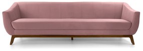 Sofá 3 Lugares Odeon D07 230cm Base Madeira Veludo Rosa - D'Rossi