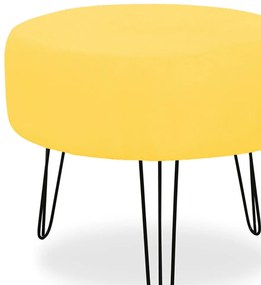 Kit 02 Puffs Redondos para Sala Chloe Suede Amarelo