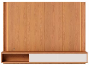 Home Suspenso Soge para TV até 75 Fita LED Portas Deslizantes MDP/MDF 217cm Freijó/Off White G73 - Gran Belo