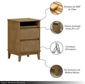 Mesa de Cabeceira 2 Gavetas MDF Cullen Freijó - G74 - Gran Belo