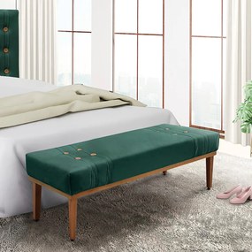 Divã Recamier Retrô Base Madeira para Quarto Gênova 140cm Veludo S04 - D'Rossi - Verde
