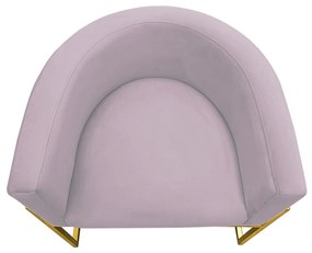 Poltrona Decorativa Base Metal Dourada Luna Veludo Rosê - Sheep Estofados - Veludo Rosê