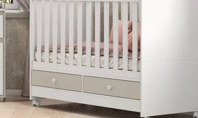 Berço Mini Cama Aquarela 2 Gavetas - Branco/Cristal
