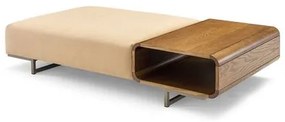 Mesa de Centro Com Puff Carvalho Amêndoa Tecido Linho Rose - 77243 Sun House