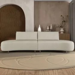 Sofá 3 Lugares 200cm Orgânico Pé Ferro Nagai Linho Off White Z55 - Mpo