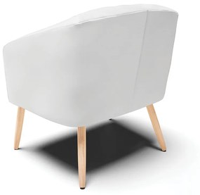 Poltrona Decorativa Pé Palito Natural Stella Sintético Branco D03 - D'Rossi