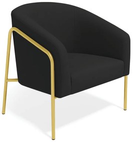 Poltrona Sala Industrial Alta Dourado Stella Suede D03 - D'Rossi - Preto