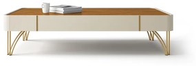 Mesa de Centro Para Sala Pés de Aço Irena H01 - D'Rossi - Off White e Cinamomo