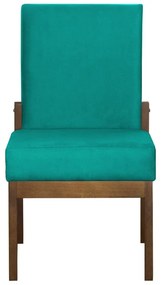 Kit 02 Cadeiras de Jantar Helena Suede Azul Tiffany - Decorar Estofados