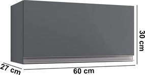 Armário Cozinha Aéreo Geladeira 60cm Basculante Leticia Cinza A01 - D'Rossi