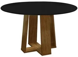 Mesa De Jantar Redonda 6 Lugares 135cm Ella N02 Ypê/Preto - Mpozenato