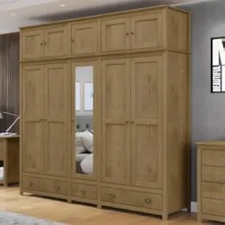 Guarda Roupa Casal 221cm 10 Portas 3 Gavetas Lázio Freijó F07 - Mpozen