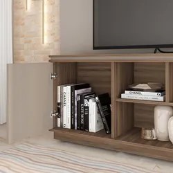 Rack Para Sala Bancada de TV 75 Pol 180cm Simetria Nogueira/Fendi - Ca
