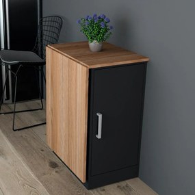 Bancada Gourmet Balcão Para Cozinha 1 Porta 3 Prateleiras Preto/Castanho
