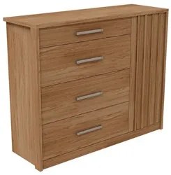 Cômoda 4 Gavetas e 1 Porta Ripada Pallas C01 Buriti/Fendi - Mpozenato