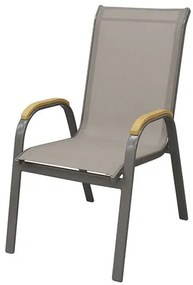 Cadeira Juquei com Bracos Tela Bege Base Amendoa - 53832 Sun House