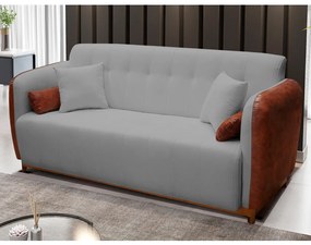 Sofá 3 Lugares Liverpool 1,90 m Compose Corino Ocre/Cinza Grafite - Decorar Estofados