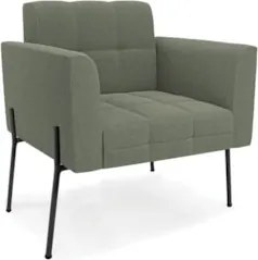 Poltrona Para Sala Pé Metal Preto Kit 2 Ana Bouclé Menta - Ibiza