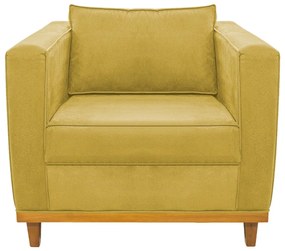 Poltrona Decorativa Europa Suede Amarelo ADJ Decor
