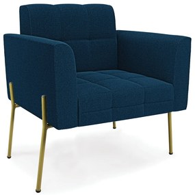 Poltrona Sala de Estar Pé de Ferro Dourado Elisa Bouclê D03 - DRossi - Azul