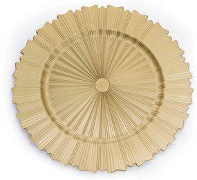 Sousplat de Plástico Dourado Com Relevo e Recortes Lateral 33 Cm - D'Rossi