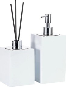 Conjunto Banheiro Duo Quadrado Resina Branco - Cromado