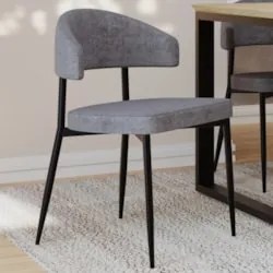 Cadeira de Jantar Estofada Kit 8 Chloe M25 Linho Lautrec Cinza - Mpoze