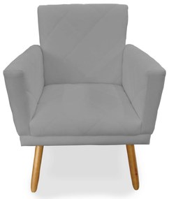 Poltrona Decorativa Lívia Pés Palito Suede Cinza - Sheep Estofados - Cinza